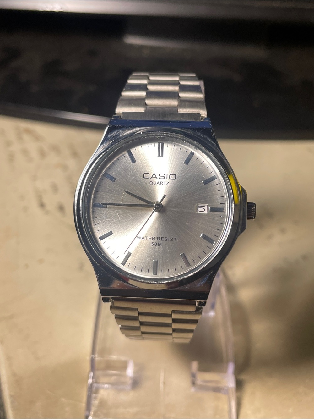Casio Silver Sunburst Dial Stainless Steel Men's Watch